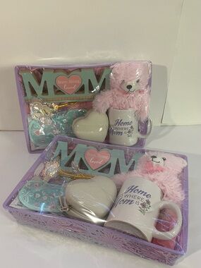 Mom Gift Set with Pink Teddy & "Home Is Where Mom Is" Mug